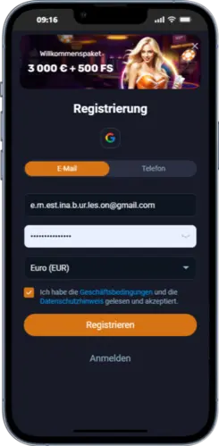 2 žingsnis — Užpildyk registraciją — Vox Casino