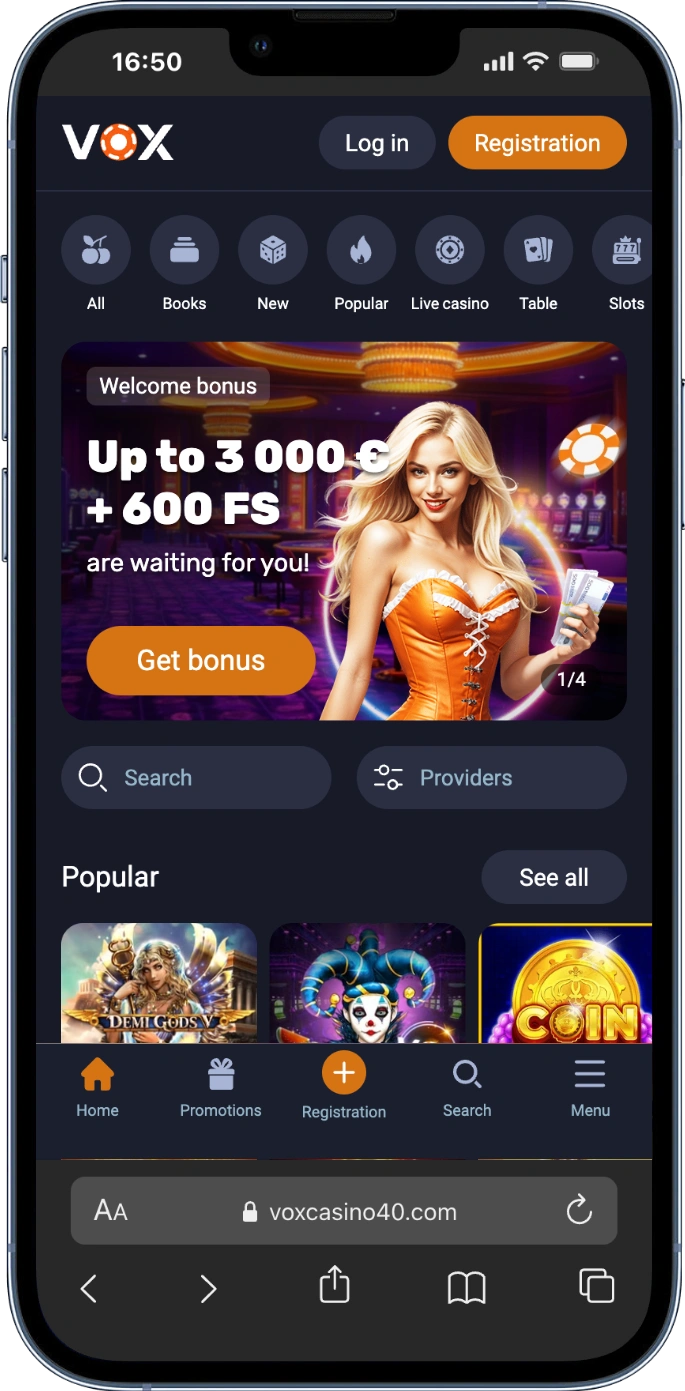 Vox Casino Hauptseite